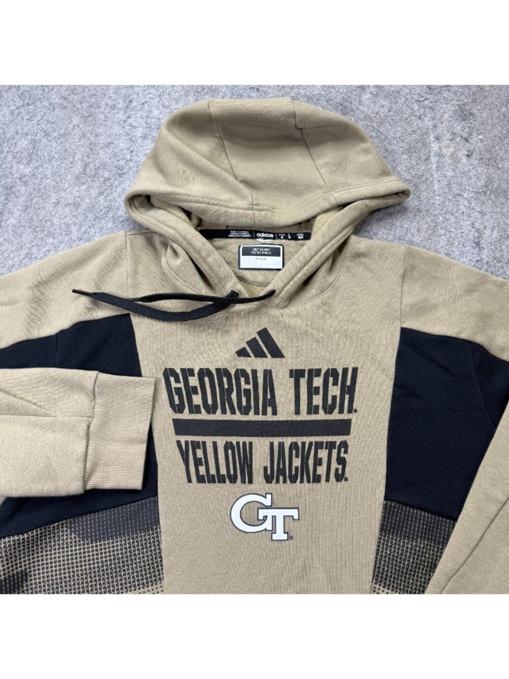 Georgia Tech Yellow Jackets Adidas Hoodie Men M Gold Black Fleece Pullover b004